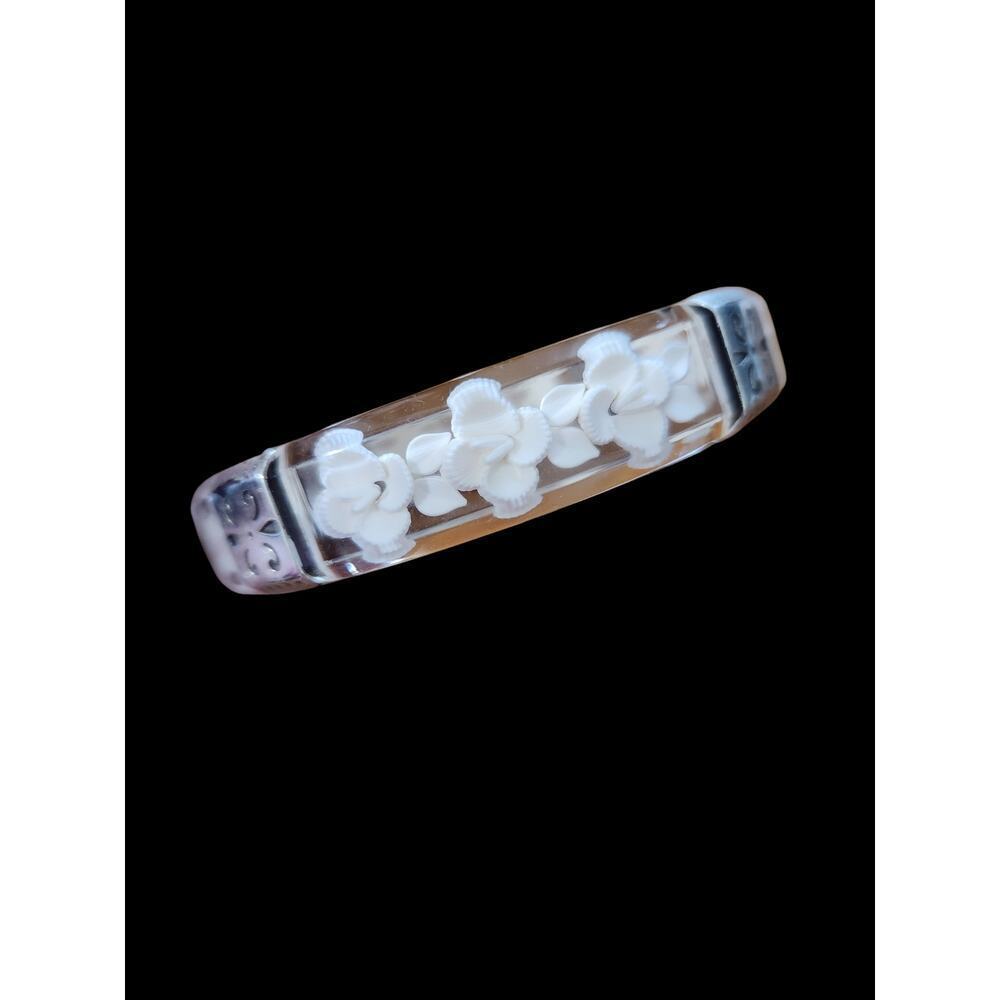 Brighton bangle bracelet silver clear white‎ flowers beach